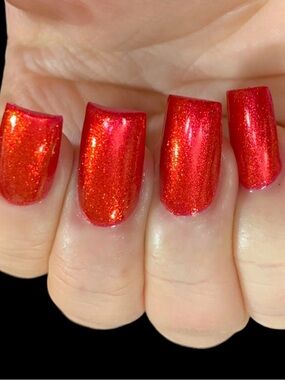 Shimmery Red Sparkle Press-On Nails